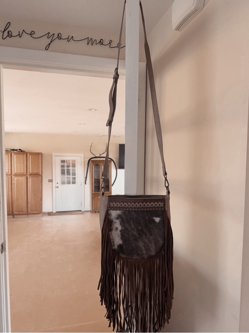 Trinity Ranch Fringe Hair-On Cowhide Crossbody - Brown